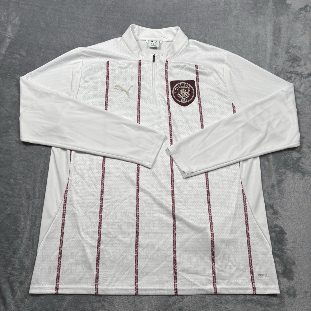 Manchester City Puma 2024/25 Pre-Match Quarter-Zip Top White Athletic Size XL